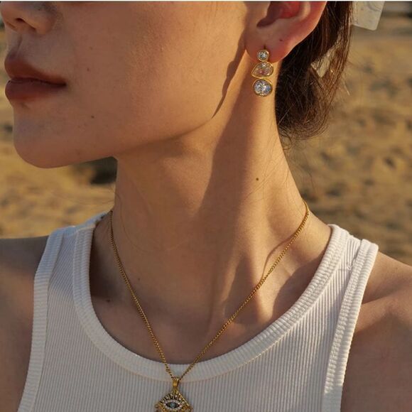 Statement drop earrings A1163 - Picture 2 of 5